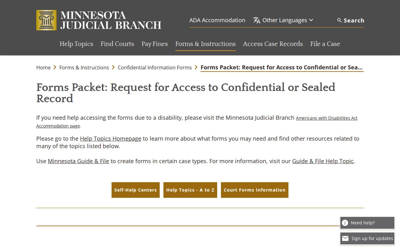McLeod County civil docket sealed record request form
