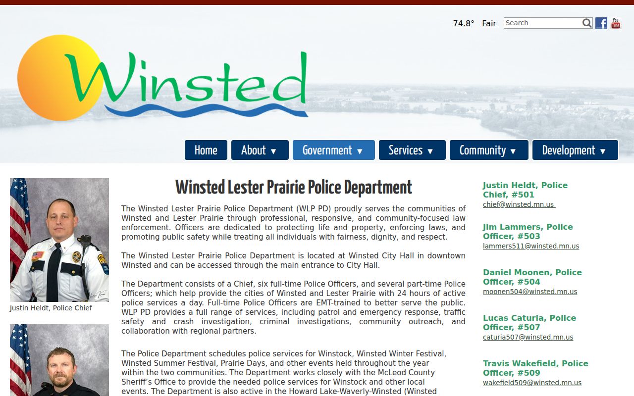 McLeod County court calendar context for Winsted Lester Prairie police