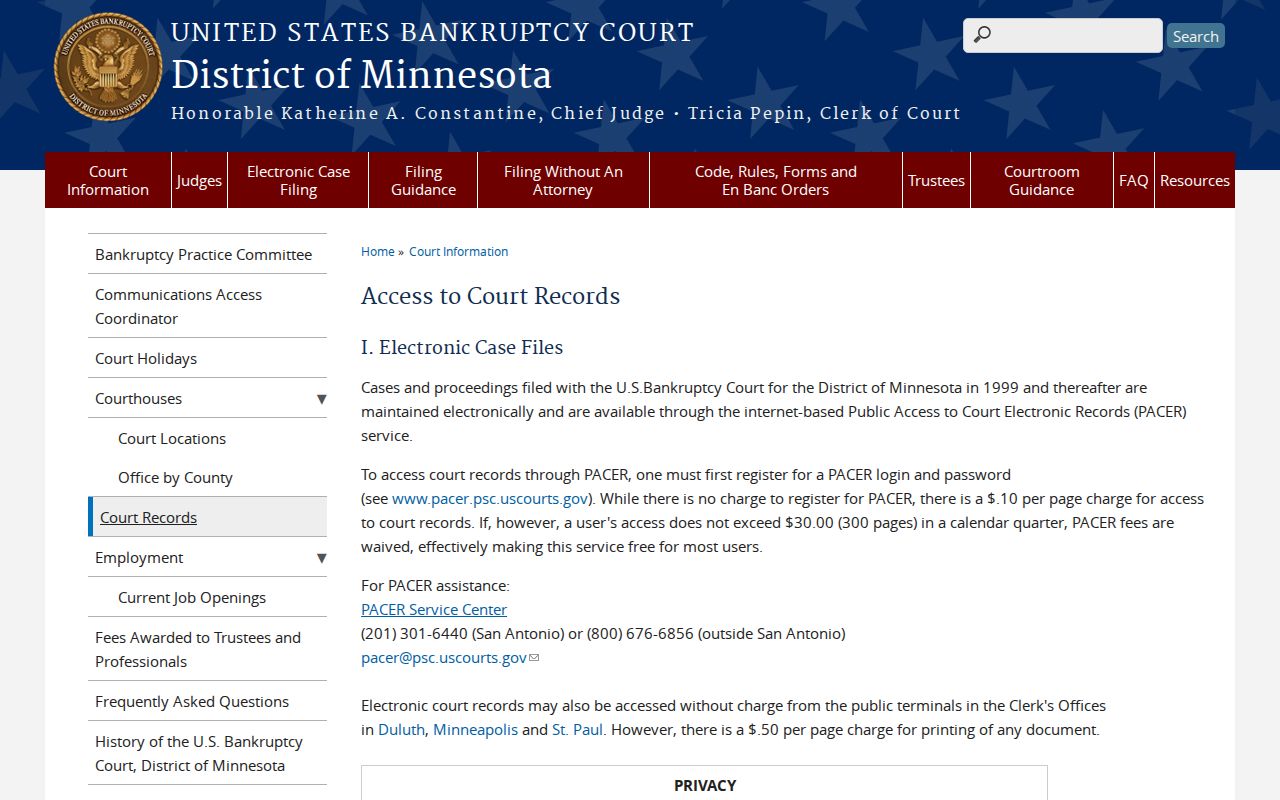 McLeod County court records federal bankruptcy access information