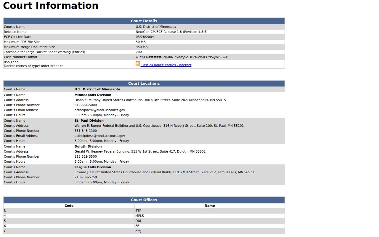 McLeod County criminal docket federal CM ECF court record