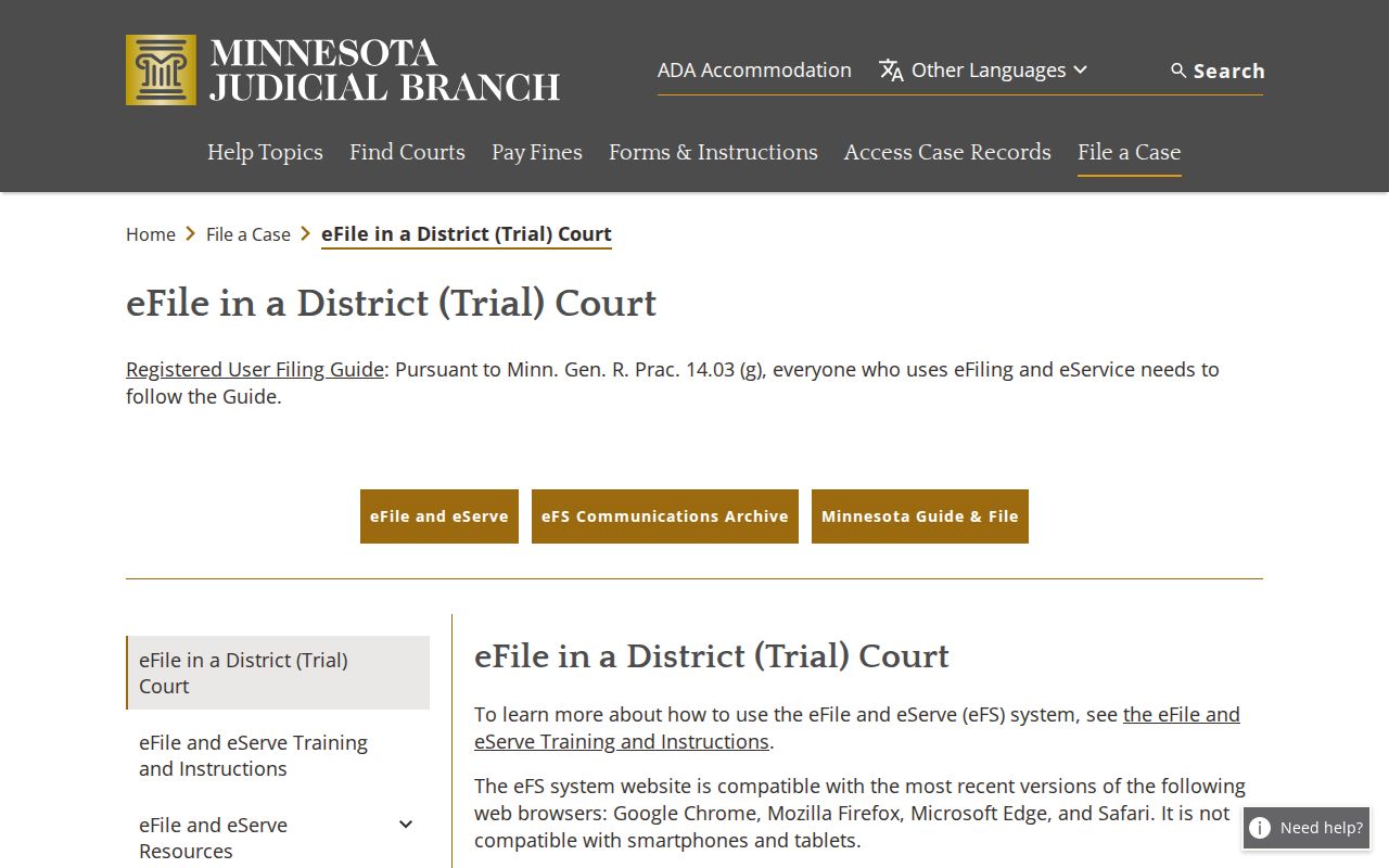 McLeod County court docket records and Minnesota eFile and eServe distinction