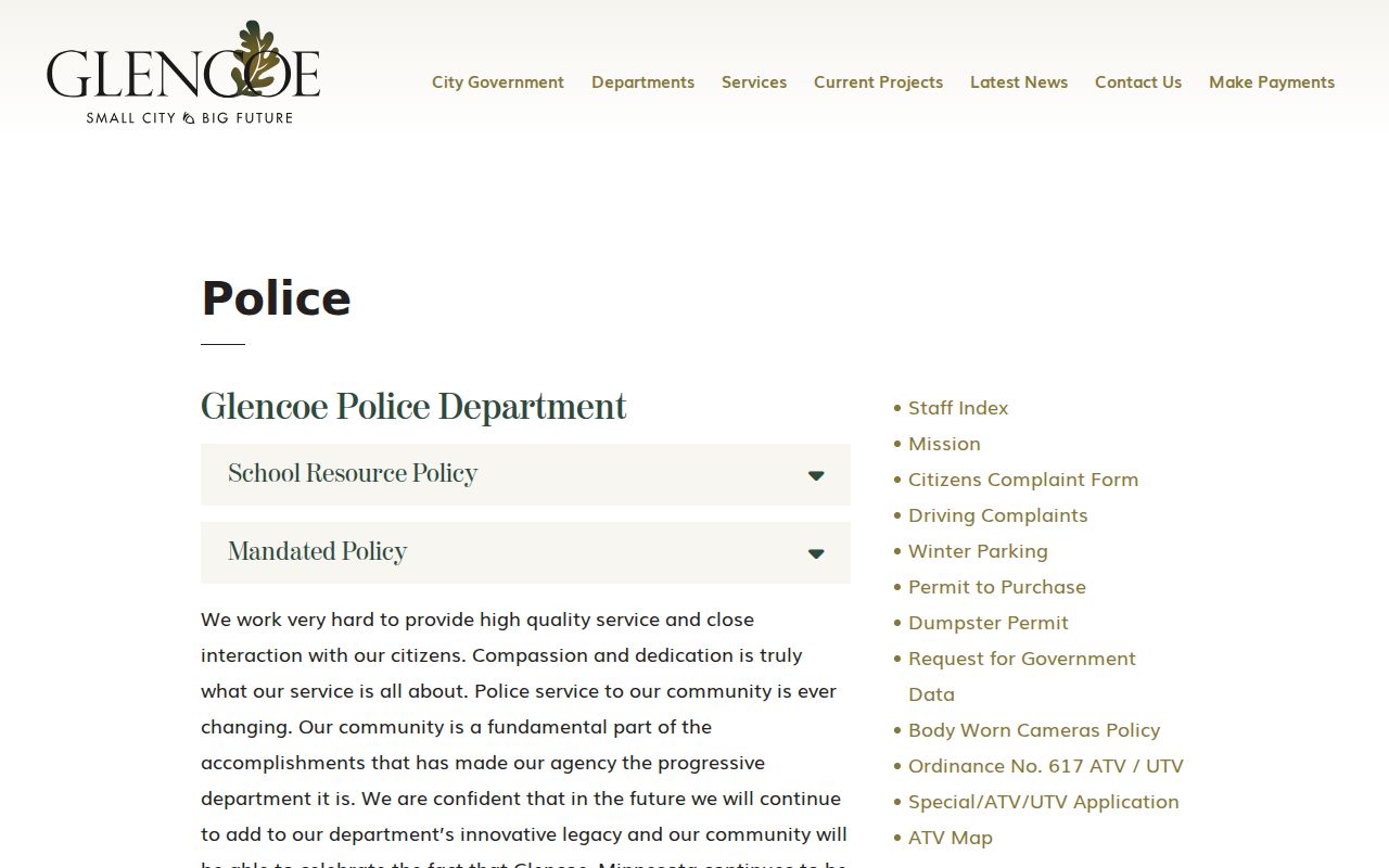 McLeod County traffic court records Glencoe Police administrative fine route